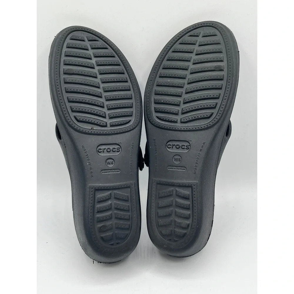 Crocs Meleen Twist Black Strappy Wedge Sandals Women Sz 6 Comfort Summer Shoes